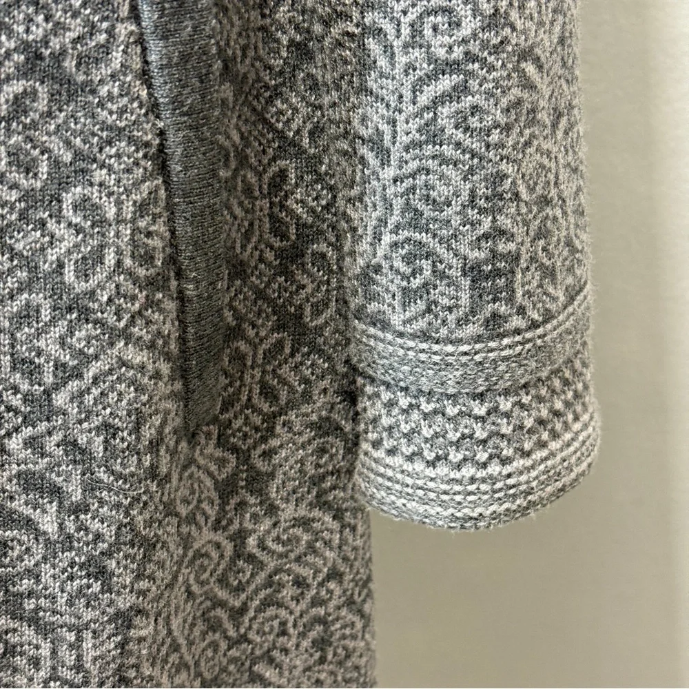 ATHLETA Size XL Spooner Summit Sweater Gray Nordic Print Long Wool Blend Hooded - Picture 8 of 13